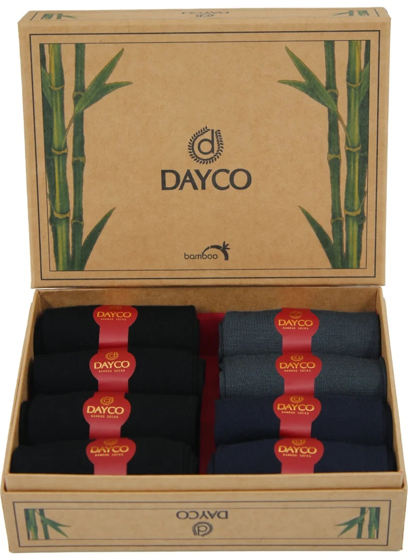 دايكو Premium Bamboo Summer Socks Set of 8 in Kraft Box (4 Black, 2 Navy Blue, 2 Smoked)