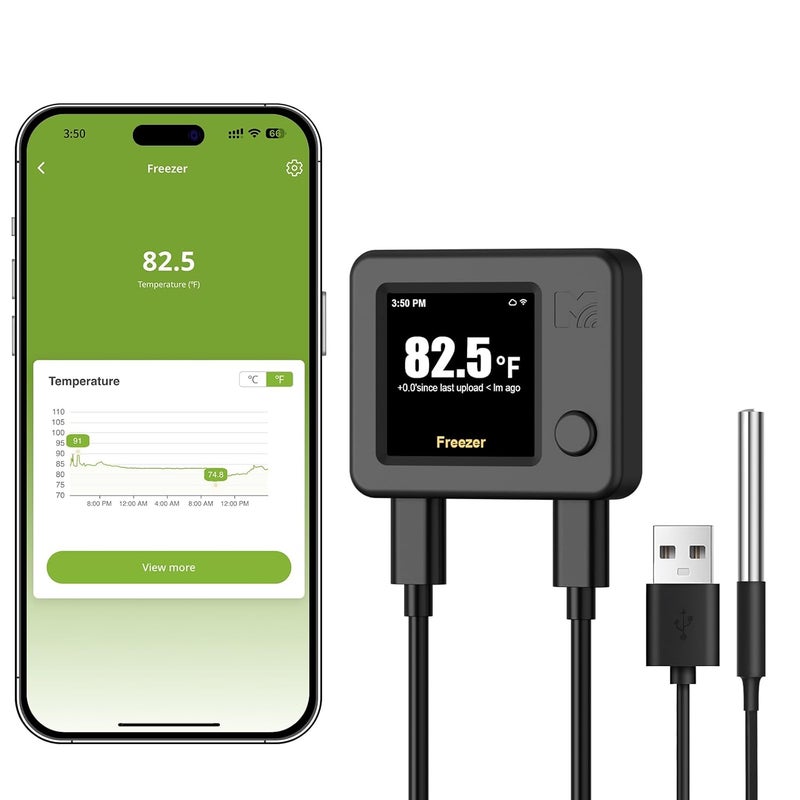 Mocreo WiFi Refrigerator Thermometer with Freezer Alarm, Digital Fridge Temperature Sensor, Email & App Alert, 2-Year Data Export, Remote App Monitor for Kitchen, Fish Tank - Image 1