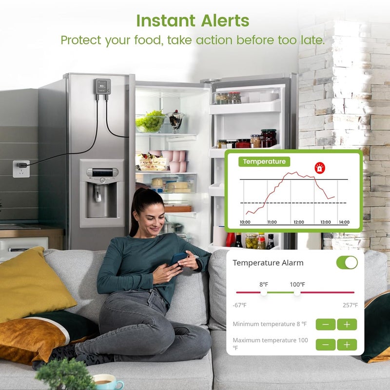Mocreo WiFi Refrigerator Thermometer with Freezer Alarm, Digital Fridge Temperature Sensor, Email & App Alert, 2-Year Data Export, Remote App Monitor for Kitchen, Fish Tank - Image 3