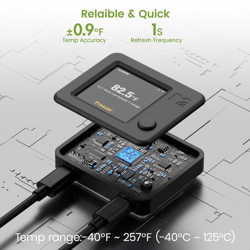 Mocreo WiFi Refrigerator Thermometer with Freezer Alarm, Digital Fridge Temperature Sensor, Email & App Alert, 2-Year Data Export, Remote App Monitor for Kitchen, Fish Tank - Image 5