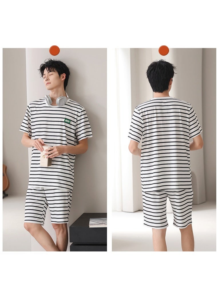 Summer Men's Pajamas Homewear Set Short-Sleeved Shorts Teenage Students Casual Pajamas Homewear Set - Image 2