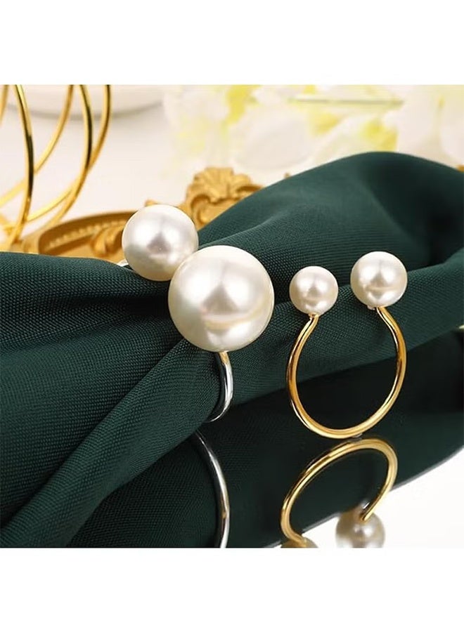 واي جيه مجموعة من 12 حلقة مناديل لتزيين طاولة الطعام - حلقات مناديل لؤلؤية لحفلات العطلات، للمطبخ والمنزل للمناسبات العادية أو الرسمية، وتزيين طاولة عشاء حفلات الزفاف (لؤلؤ، 12 قطعة) - Image 3