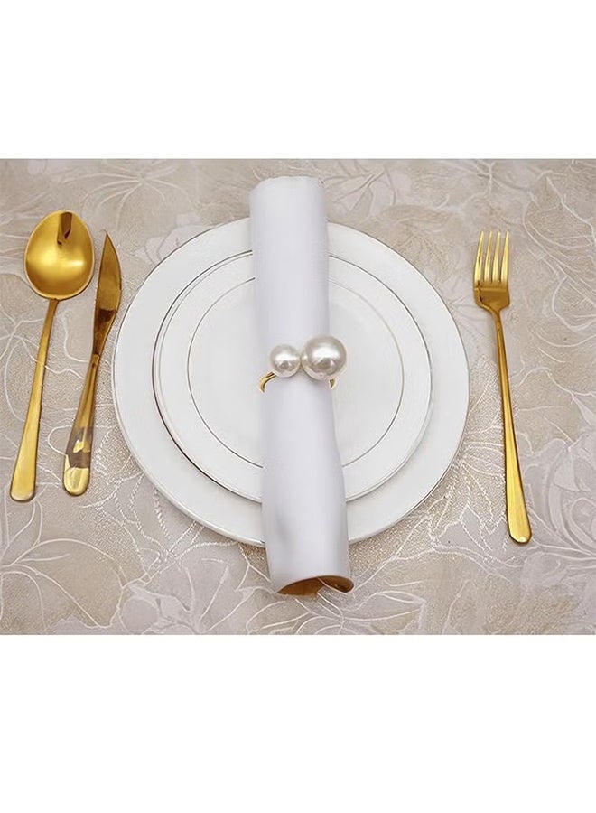 واي جيه مجموعة من 12 حلقة مناديل لتزيين طاولة الطعام - حلقات مناديل لؤلؤية لحفلات العطلات، للمطبخ والمنزل للمناسبات العادية أو الرسمية، وتزيين طاولة عشاء حفلات الزفاف (لؤلؤ، 12 قطعة) - Image 5