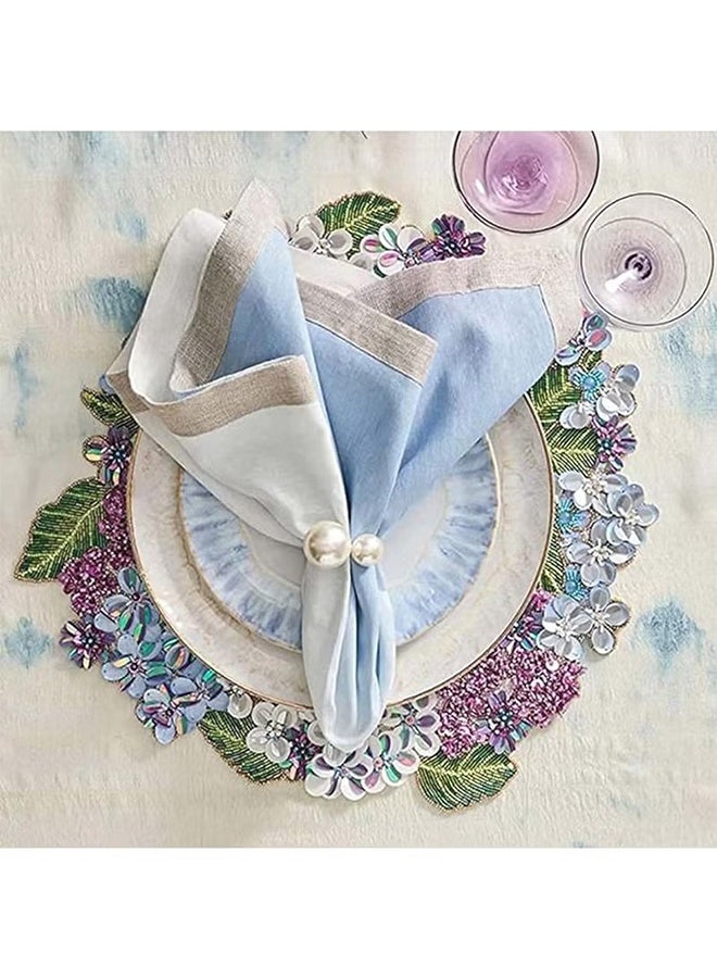 واي جيه مجموعة من 12 حلقة مناديل لتزيين طاولة الطعام - حلقات مناديل لؤلؤية لحفلات العطلات، للمطبخ والمنزل للمناسبات العادية أو الرسمية، وتزيين طاولة عشاء حفلات الزفاف (لؤلؤ، 12 قطعة) - Image 4