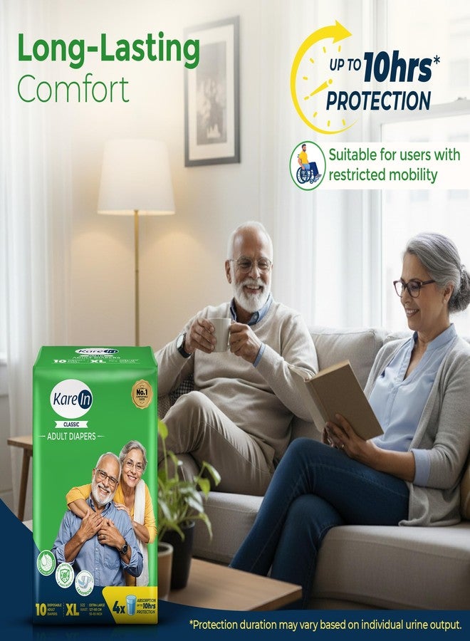 KareIn Classic Adult Diapers, Extra Large, Waist Size 127-165 Cm (50"-65"), 10 Count, Tape Style, Unisex, High Absorbency, Leak Proof, Wetness Indicator - Image 3