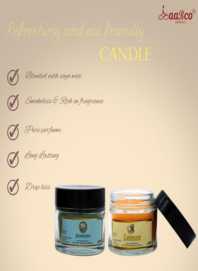 Aabco Scented Candles Set of 2 for Home & Office Decor | Smoke Free Soy Candles | 15 Hours of Burning Time | Best Diwali Decor Gift Items (Jasmine+Lemon) - Image 5