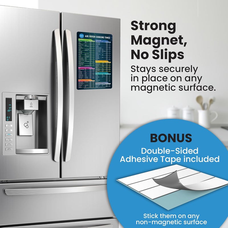LOTTELI KITCHEN Easy transit optimized build Air Fryer Magnetic Cheat Sheet Set - Air Fryer Accessories Cookbook - Easy to Use Air Fryer Time Chart - Strong Magnet Quick Reference Air Fryer Cooking Guide for Frying (Black) Daily wear upgraded resistant material - Image 3