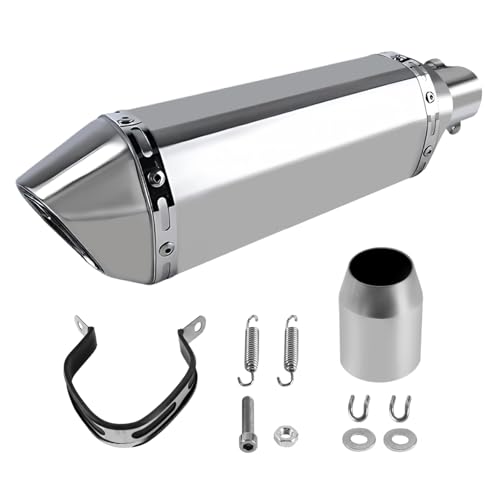 PACEWALKER Motorcycle Slip On Muffler, 1.5-2" Universal Motorcycle Exhaust with Removable DB Killer for Street/Sport Motorcycles and Scooters, Dirt Bike ATV Street Bike 38-51mm Inlet(Titanium) - Image 1