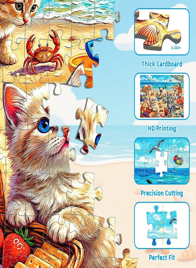 OSBOO Puzzles for Kids Ages 6-8 8-10, 200 Piece Jigsaw Puzzles for Kids and Adults - Beach Kitten, Learning Educational Puzzles Toys for Boys and Girls - Image 2