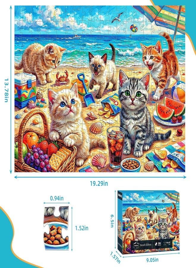 OSBOO Puzzles for Kids Ages 6-8 8-10, 200 Piece Jigsaw Puzzles for Kids and Adults - Beach Kitten, Learning Educational Puzzles Toys for Boys and Girls - Image 5