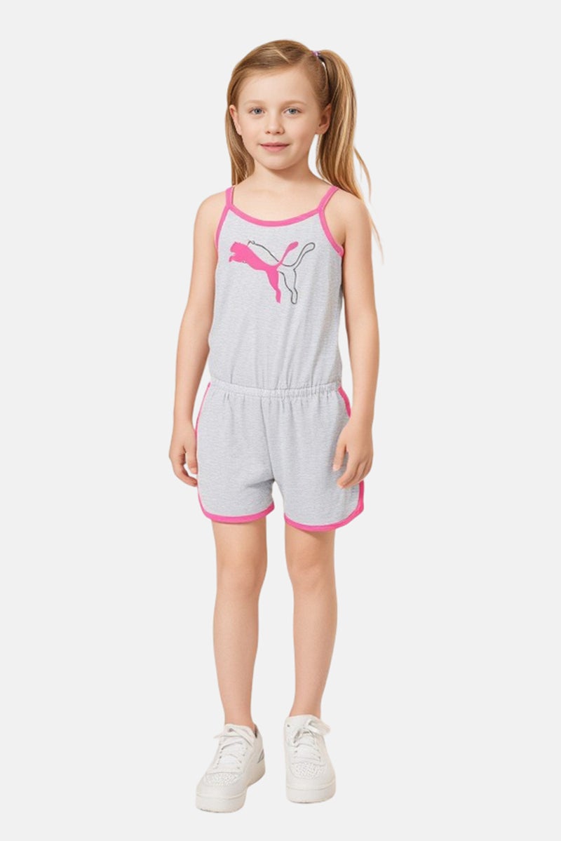 PUMA Kids Girl Brand Logo Training Playsuit, Grey - Image 1