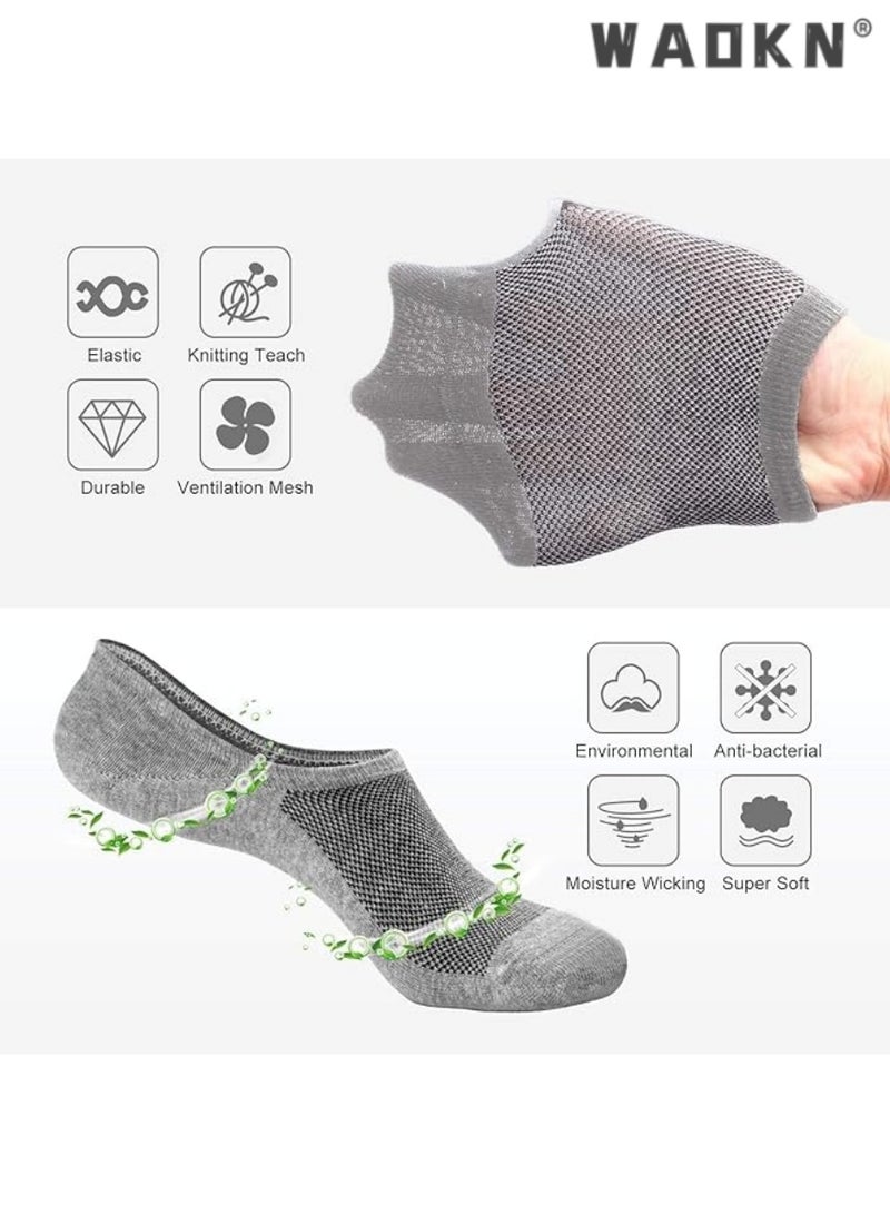 WAOKN Mens Ankle Athletic Socks, Low Cut Breathable Running Socks, Comfort Sports Trainer Socks, Cotton Casual Non-Slip No Show Socks for Men and Women, Invisible Crew Boat Socks, 6Pairs - Image 2