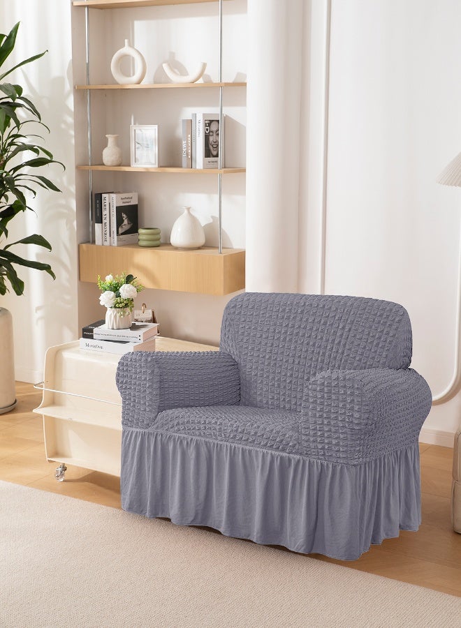 ايست من نون غطاء أريكة قابل للتمدد 3D فقاعات، قماش ناعم - رائع لحماية الأثاث - مقعد واحد (80-110 سم) - لون رمادي - Image 2
