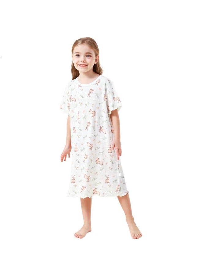 Deesha Kids' Nightgown Girls Summer Short Sleeve Pajamas Big Kids Home Wear Parent-Child Matching Garden Wonderland 120 - Image 2