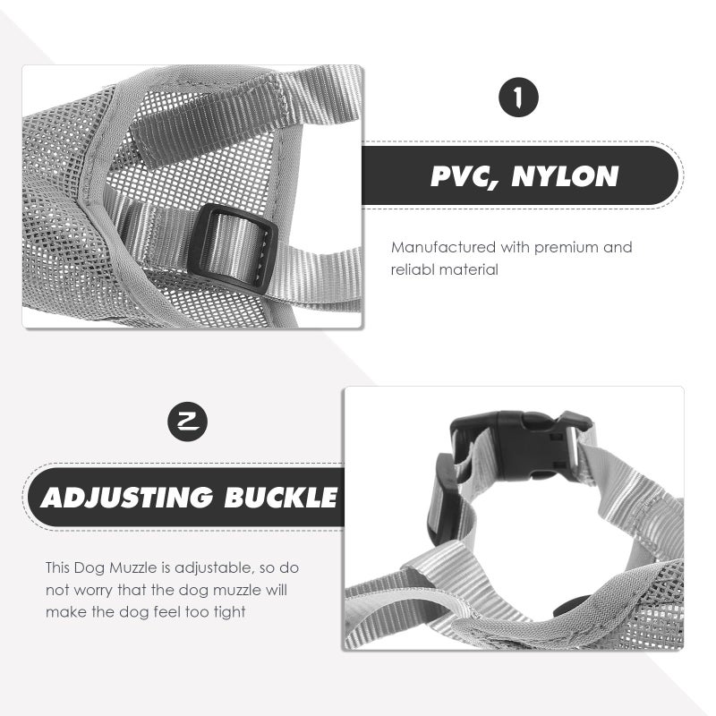Breathable Mesh Dog Muzzle Anti Biting Soft Portable Mouth Protector For Large Dogs Grey Xs - Image 4