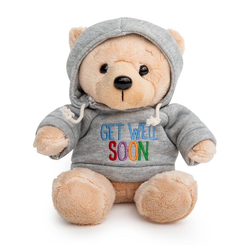 Ganz 9 Get Well Soon Teddy Bear with Gray Hoodie  Feel Better Gift for Kids  Women Tan Nose Stuffed Animal - Image 2