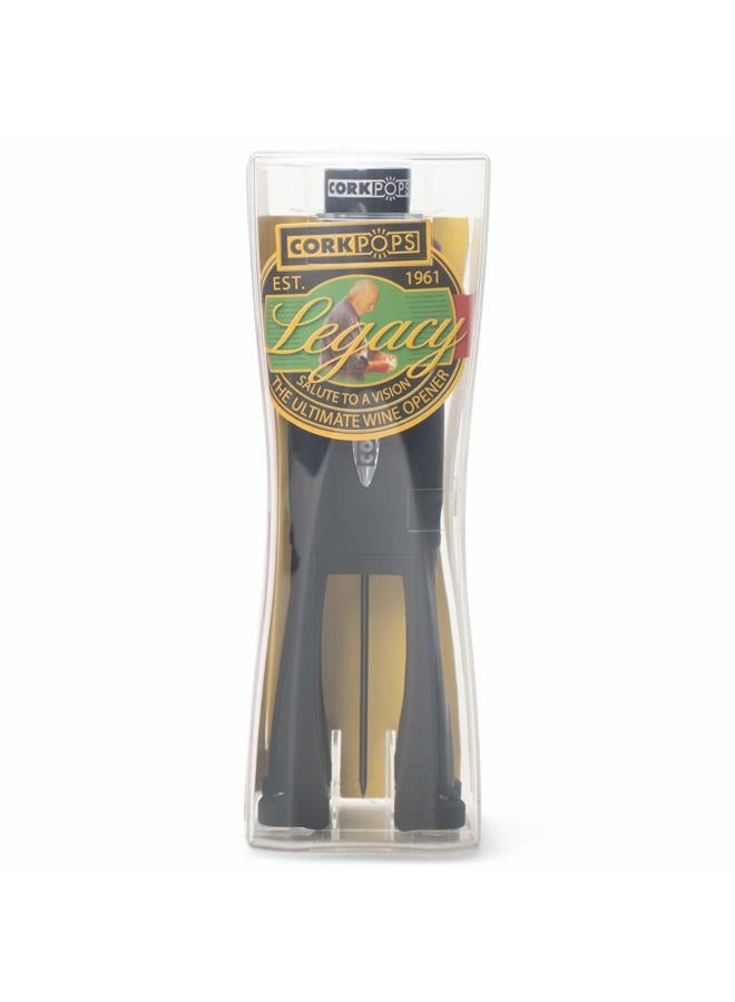 Cork Pops Legacy Wine Opener Built-in 4-Blade Foil Cutter Safe Cork Removal, Effortless Push Button Use, Needle Guard for Safety, Low-Pressure Cartridge Opens Up To 60 Bottles - Image 4