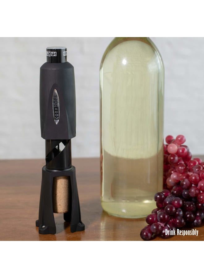Cork Pops Legacy Wine Opener Built-in 4-Blade Foil Cutter Safe Cork Removal, Effortless Push Button Use, Needle Guard for Safety, Low-Pressure Cartridge Opens Up To 60 Bottles - Image 2