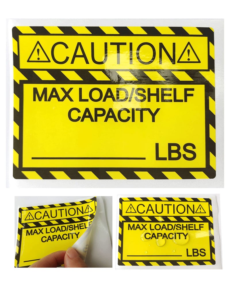 Pallet Rack Capacity Labels 34 Inch Caution MAX LoadShelf LBS Warning Stickers  25 PcsPack Industrial Strength Sticker for Warehouse Safety