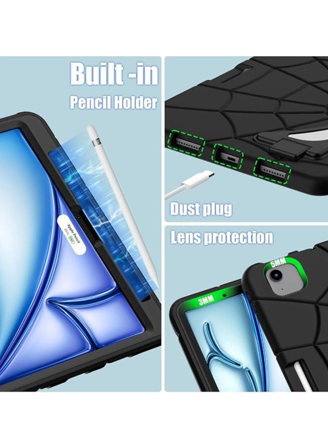 حافظة لجهاز iPad Air 11 بوصة 2024 (M2، الجيل السادس)، حافظة iPad صديقة للأطفال مع حامل للقلم، حافظة متينة لجهاز iPad Air 11 بوصة 2024 مع حامل - Image 5