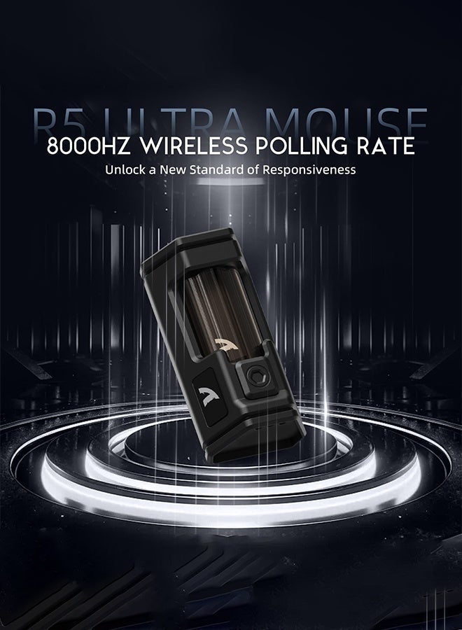 Attack Shark R5Ultra 8K Carbon Fiber Wireless Gaming Mouse with 42,000 DPI -PAW3950 MAX Sensor -39g Ultra-Lightweight -Nordic52840 MCU Chip -Wired/BT/2.4GHz Wirelss Programmable Mouse for PC/Mac9 (White） - Image 5