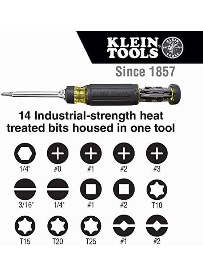 Klein Tools 32305 Multi Bit Ratcheting Screwdriver 15 In 1 Tool With Phillips Slotted Square Torx And Combo Bits And 1 4 Inch Nut Driver - Image 3