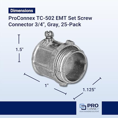 SIGMA ENGINEERED SOLUTIONS ProConnex TC-502 EMT Set Screw Connector 3/4", Gray, 25-Pack - Image 3