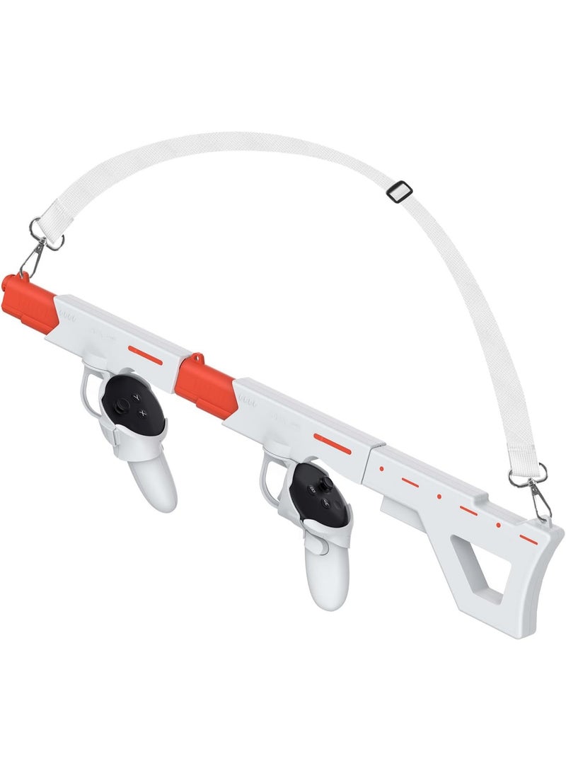 STARTRC GAMES Magnetic VR Machine Gun/Pistol Model Controller Holder for Meta Quest 3S / Quest 3 Handle Quick Release Gunstock Bracket Stand for Oculus Quest 3S Shooting Game Accessories(White) - Image 1