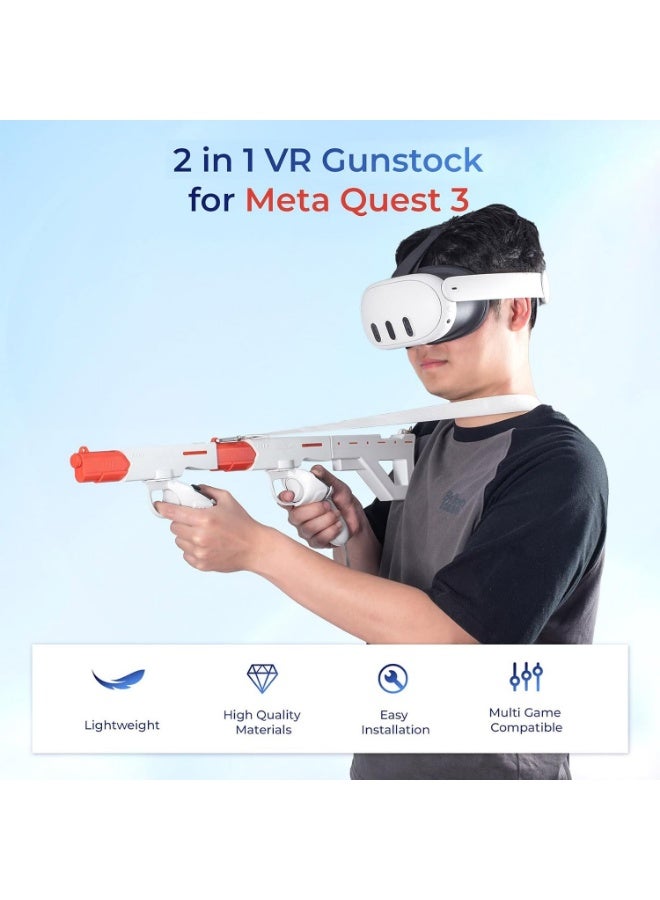 STARTRC GAMES Magnetic VR Machine Gun/Pistol Model Controller Holder for Meta Quest 3S / Quest 3 Handle Quick Release Gunstock Bracket Stand for Oculus Quest 3S Shooting Game Accessories(White) - Image 2