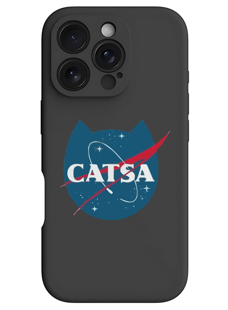 Theodor iPhone 16 Pro Max Black Protective Slim Fit Case Liquid Silicone Cover with Full Body Protection Anti-Scratch Shockproof Case For iPhone - Catsa-01 - Image 1