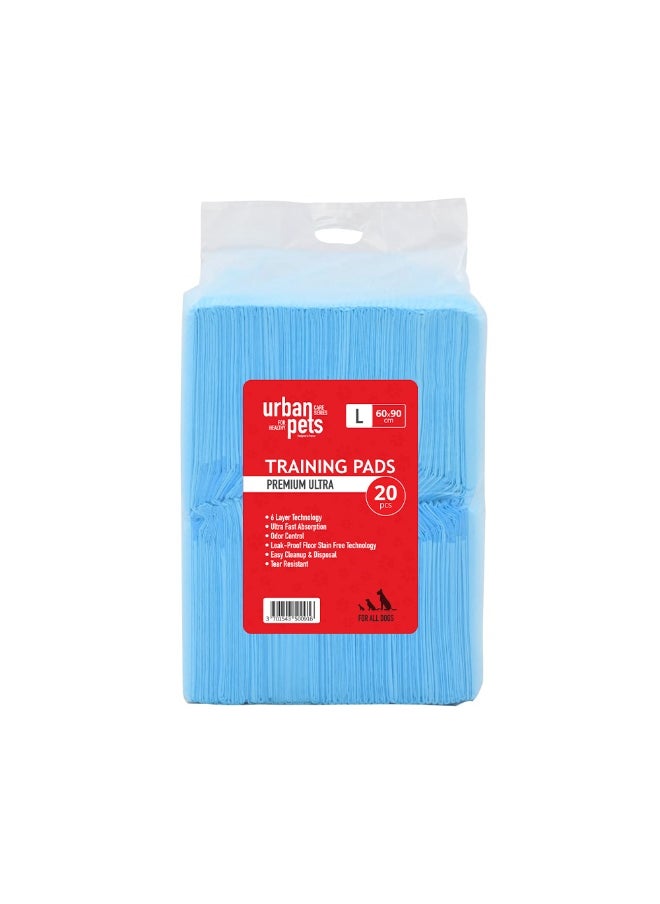 Urban pets Urban Pets Premium Puppy Pads - Blue - 60 x 90 cm - 20 pcs 