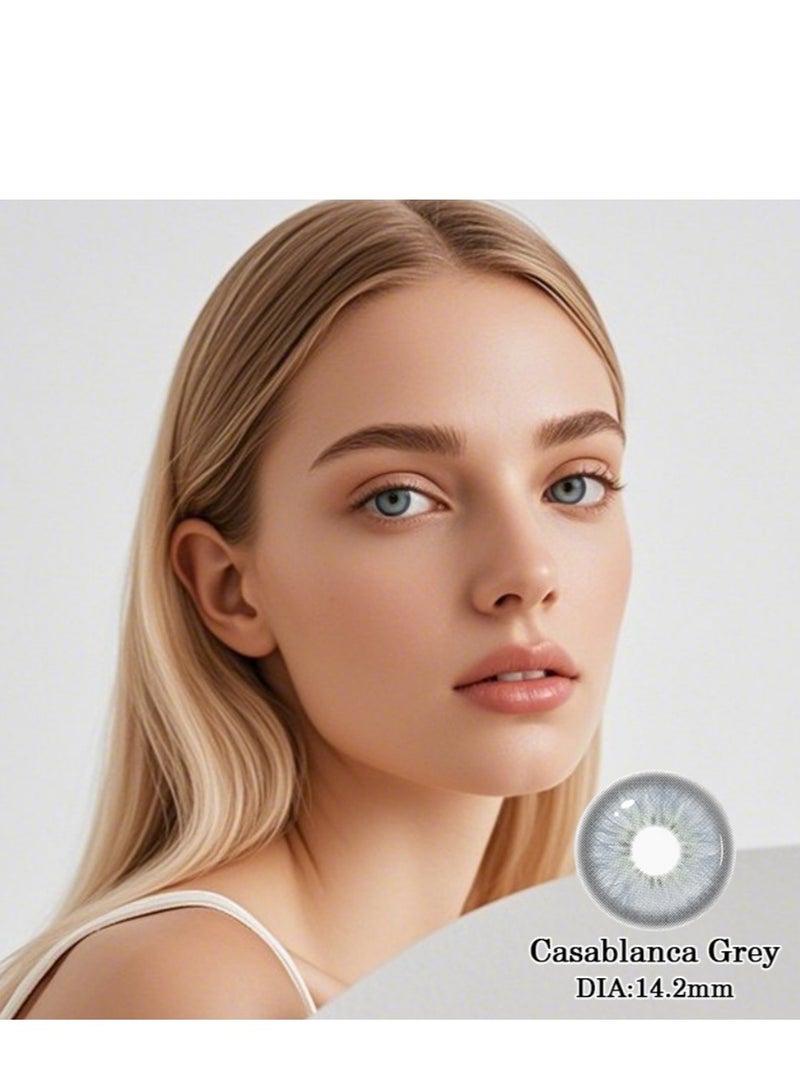 عين كي اس اس عدسات كازابلانكا اللاصقة التجميلية السنوية للجنسين، لون رمادي، مجموعة تكبير مع علبة - Image 1