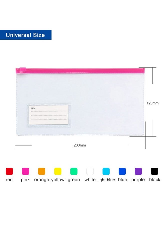 Tamaki 10 Pack Zipper Plastic Envelopes, Small Plastic Envelopes, A6 Size For Pencil Case Bulk, Bill Bag, 10 Color (9X4.7 Inch)  - Image 3