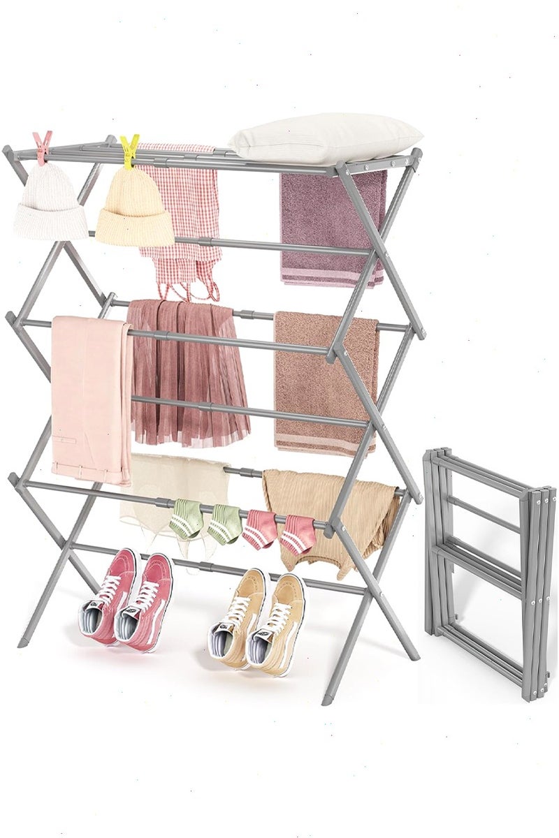 Topyich Clothes Dryer Stand, 3-Tier Clothes Drying Rack, Collapsible Laundry Rack, Space Saving X-Frame Design, Use for Indoor & Outdoor Drying Clothes  - Image 1
