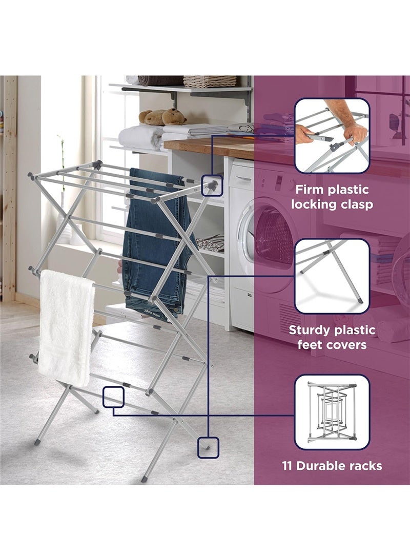 Topyich Clothes Dryer Stand, 3-Tier Clothes Drying Rack, Collapsible Laundry Rack, Space Saving X-Frame Design, Use for Indoor & Outdoor Drying Clothes  - Image 3