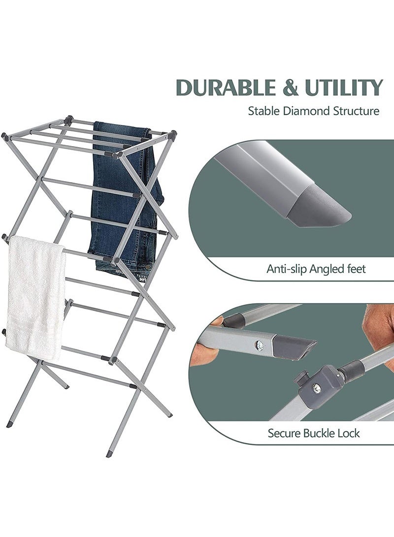 Topyich Clothes Dryer Stand, 3-Tier Clothes Drying Rack, Collapsible Laundry Rack, Space Saving X-Frame Design, Use for Indoor & Outdoor Drying Clothes  - Image 5