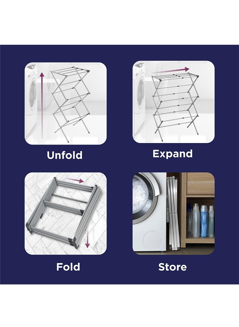 Topyich 3-Tier Clothes Dryer Stand,  Clothes Drying Rack, Collapsible Laundry Rack, Space Saving X-Frame Design, Use for Indoor & Outdoor Drying Clothes - Image 2
