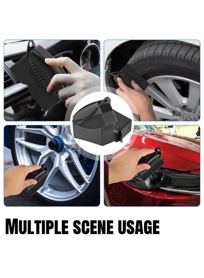 نوفولان مجموعة فرشاة وضع تلميع الإطارات، فرشاة إسفنجية مكونة من 3 قطع لتشميع وتلميع الإطارات، أداة تنظيف السيارة المثالية مع غطاء، لتلميع الإطارات، والتفاصيل، والحفاظ على مظهر السيارة - Image 4