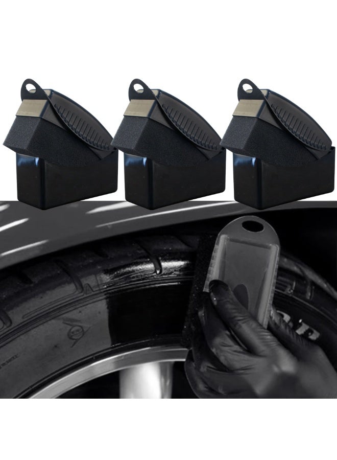 نوفولان مجموعة فرشاة وضع تلميع الإطارات، فرشاة إسفنجية مكونة من 3 قطع لتشميع وتلميع الإطارات، أداة تنظيف السيارة المثالية مع غطاء، لتلميع الإطارات، والتفاصيل، والحفاظ على مظهر السيارة - Image 1