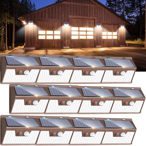 Peasur Solar Lights Outdoor Waterproof [12 Packs/140 LEDs], 3 Lighting Modes Solar Motion Sensor Light Outdoor, Ultra Bright Security Lights Outdoor Solar Lights for Outside Fence Patio Deck[Brown] - Image 1
