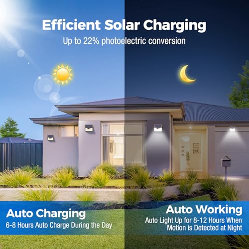 Peasur Solar Lights Outdoor Waterproof [12 Packs/140 LEDs], 3 Lighting Modes Solar Motion Sensor Light Outdoor, Ultra Bright Security Lights Outdoor Solar Lights for Outside Fence Patio Deck[Brown] - Image 4