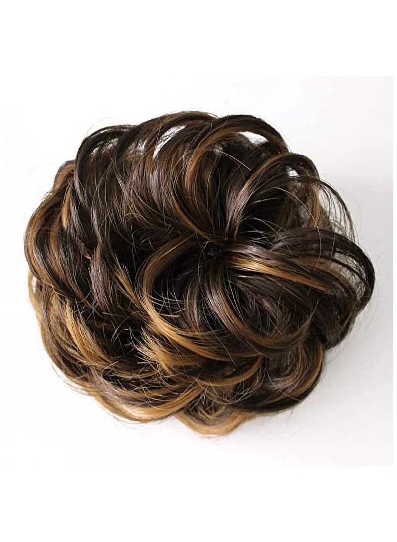 Estelle Eestelle messy hair Bun Scrunchie with Elastic Rubber Band Ponytail Hair Extensions Updo Chignon Donut Ponytail Hairpiece Synthetic Tousled Hair for Women (#18H613) - Image 2