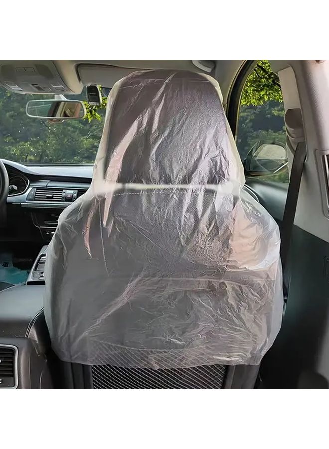 Transparent White Disposable Car Seat Covers 10pcs Thick Sponge Filled Easy Clean - Image 3