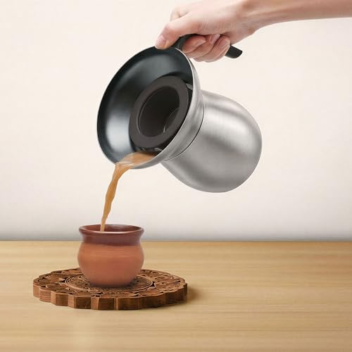 LOKA Chai Maker 20oz (3 Cups) - Authentic Masala, Latte & Loose Leaf Kettle - Universal Stovetop Pot for Induction, Gas & Electric Stove - Non-Stick Indian Ceramic Set - No Spill Silicone Strainer - Image 1