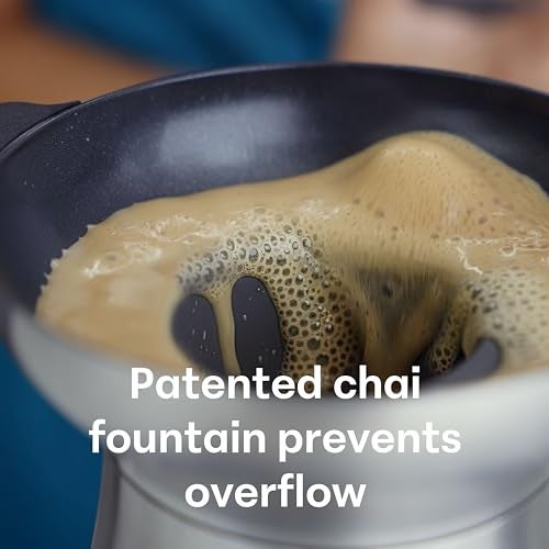 LOKA Chai Maker 20oz (3 Cups) - Authentic Masala, Latte & Loose Leaf Kettle - Universal Stovetop Pot for Induction, Gas & Electric Stove - Non-Stick Indian Ceramic Set - No Spill Silicone Strainer - Image 5