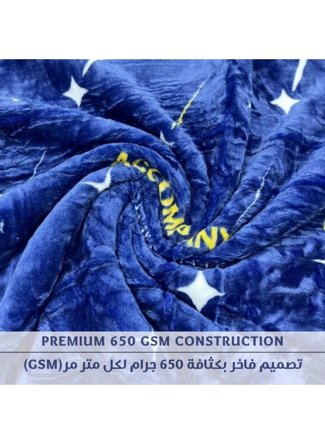 Reversible Single Size Cloud Blanket 2KG | Ultra Soft Warm Fleece Throw | Double-Sided Same Design | Cozy Bed & Sofa Blanket for All Seasons - Blue - Image 5