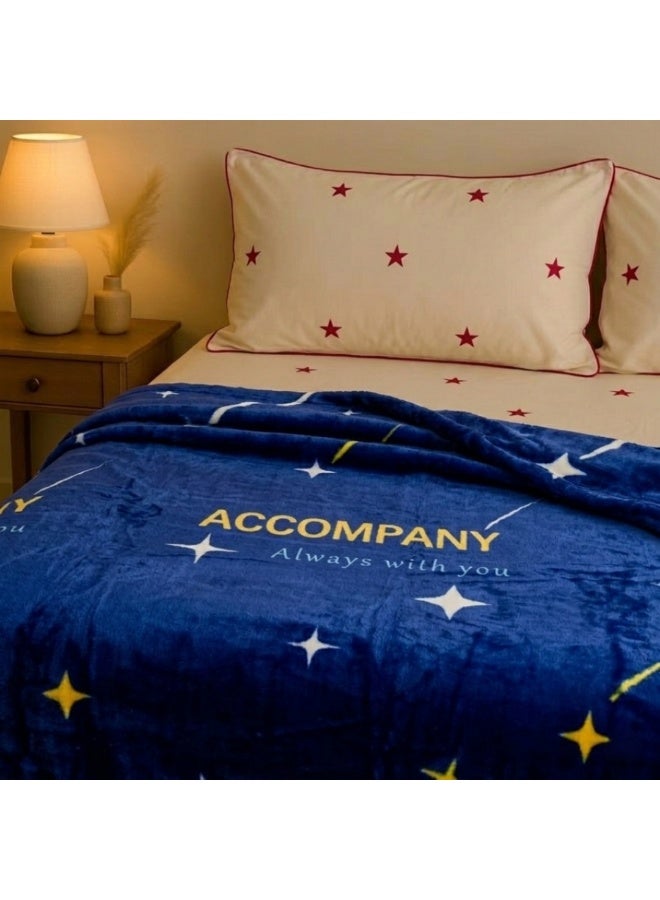 Reversible Single Size Cloud Blanket 2KG | Ultra Soft Warm Fleece Throw | Double-Sided Same Design | Cozy Bed & Sofa Blanket for All Seasons - Blue - Image 3
