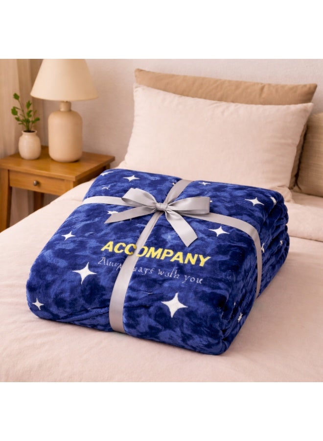 Reversible Single Size Cloud Blanket 2KG | Ultra Soft Warm Fleece Throw | Double-Sided Same Design | Cozy Bed & Sofa Blanket for All Seasons - Blue - Image 1