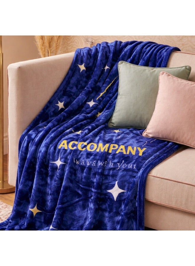 Reversible Single Size Cloud Blanket 2KG | Ultra Soft Warm Fleece Throw | Double-Sided Same Design | Cozy Bed & Sofa Blanket for All Seasons - Blue - Image 4