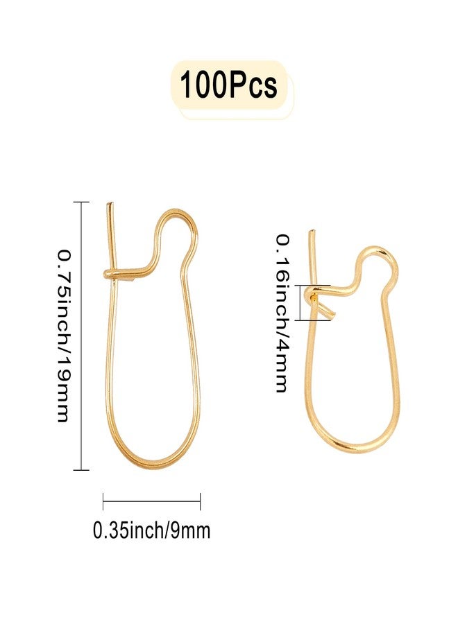 CREATCABIN 1 Box 100pcs Kidney Ear Wires 18K Gold Plated U-Shaped Earring Hooks Earring Components Long Dangle Earrings DIY Jewellery Making 9 x 19mm - Image 2